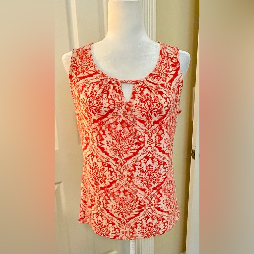 NWT Ann Taylor Orange and White Cutout Tank Top, Sz MP